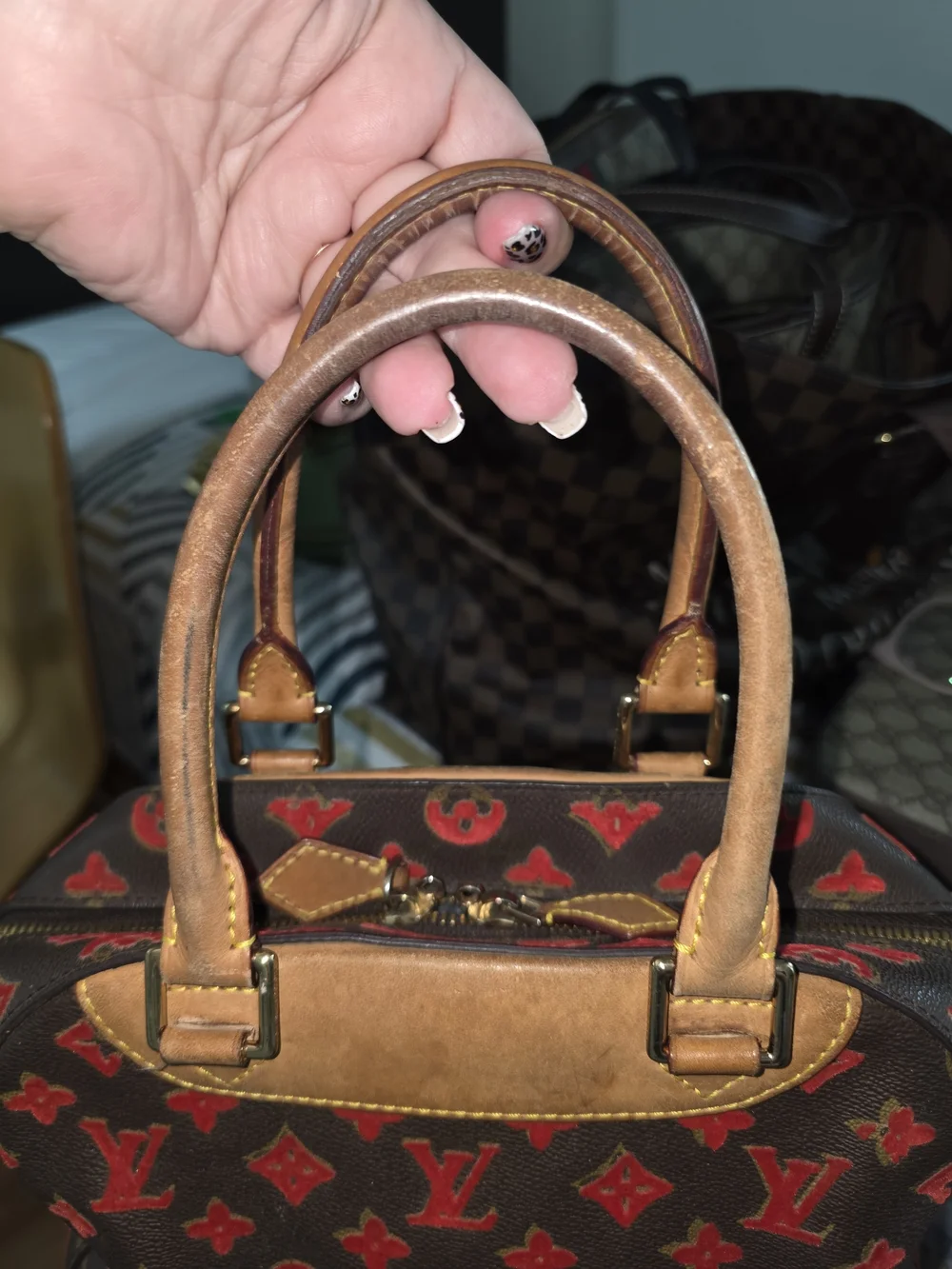 Limited Edition Louis Vuitton Rouge Monogram Tuffetage Deauville Cube Bag